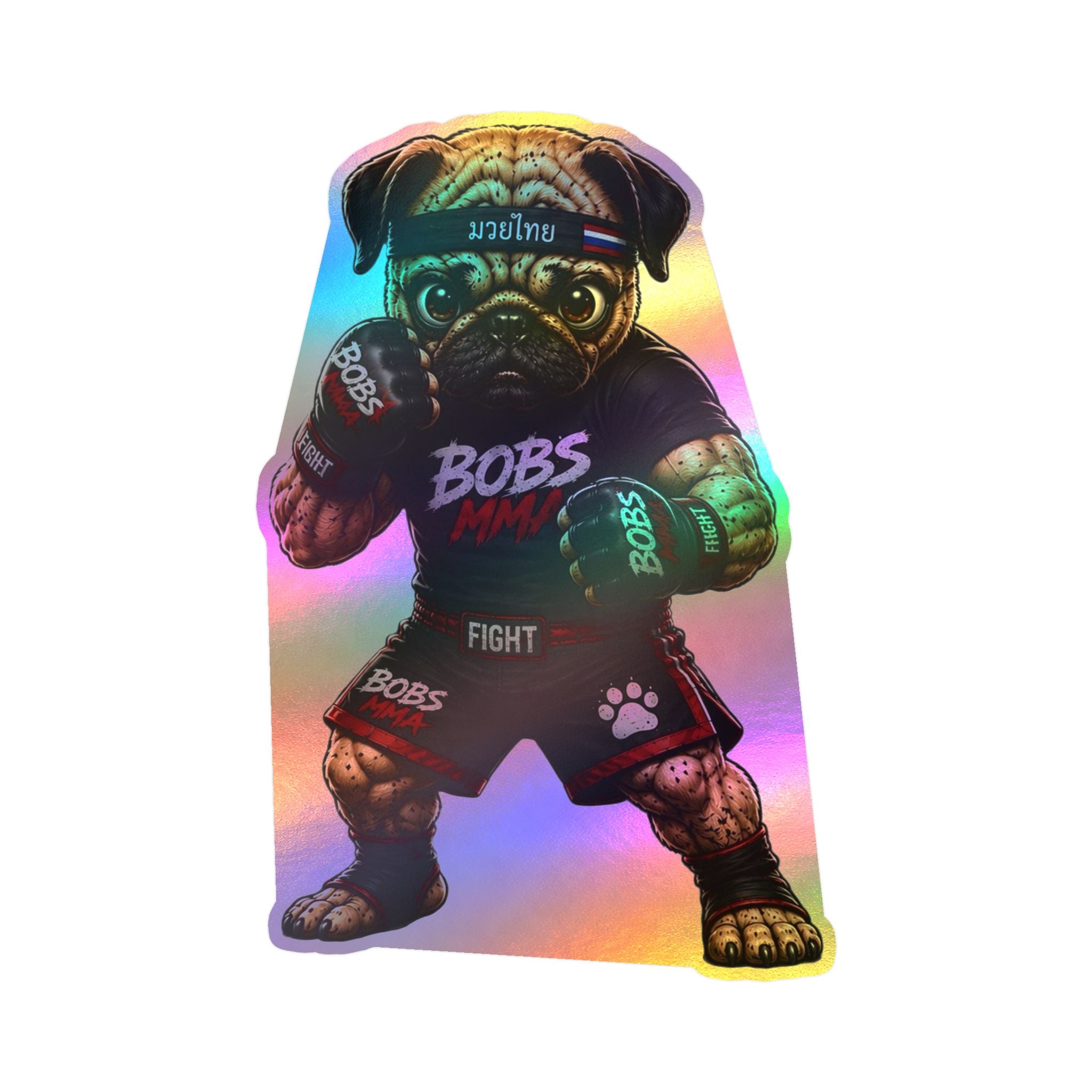 MMA Pug Vinyl Sticker — 'BOBS MMA' Kiss-Cut Decal