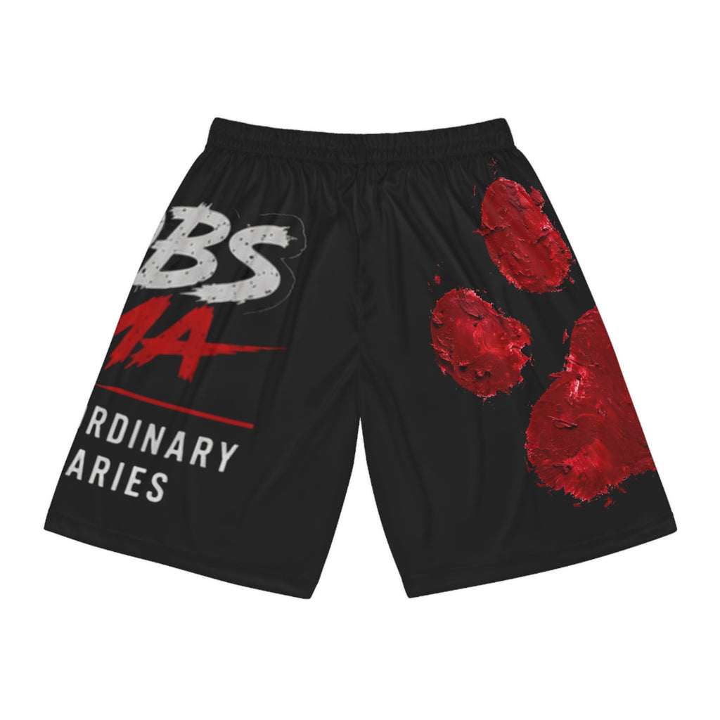 Basketball Shorts — Bold Paw Print 'Bobs MMA' Logo All-Over Print