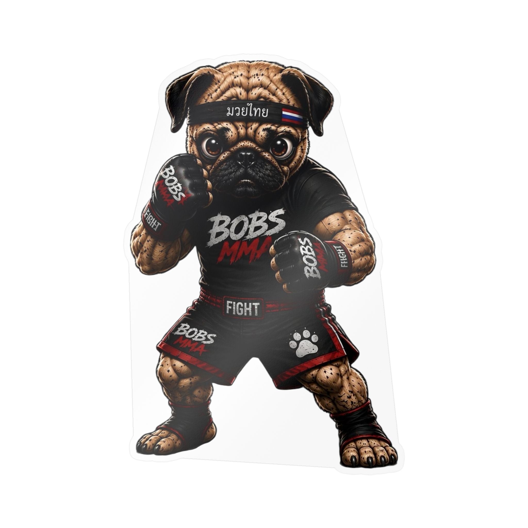 MMA Pug Vinyl Sticker — 'BOBS MMA' Kiss-Cut Decal