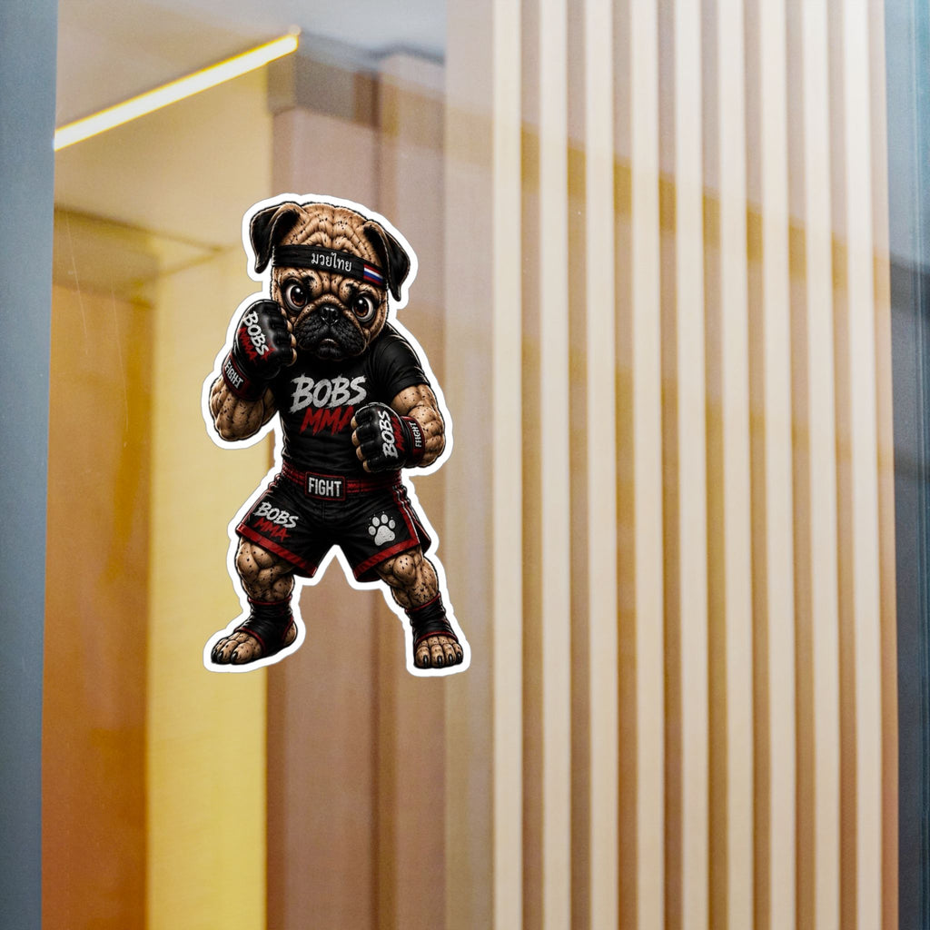 MMA Pug Vinyl Sticker — 'BOBS MMA' Kiss-Cut Decal