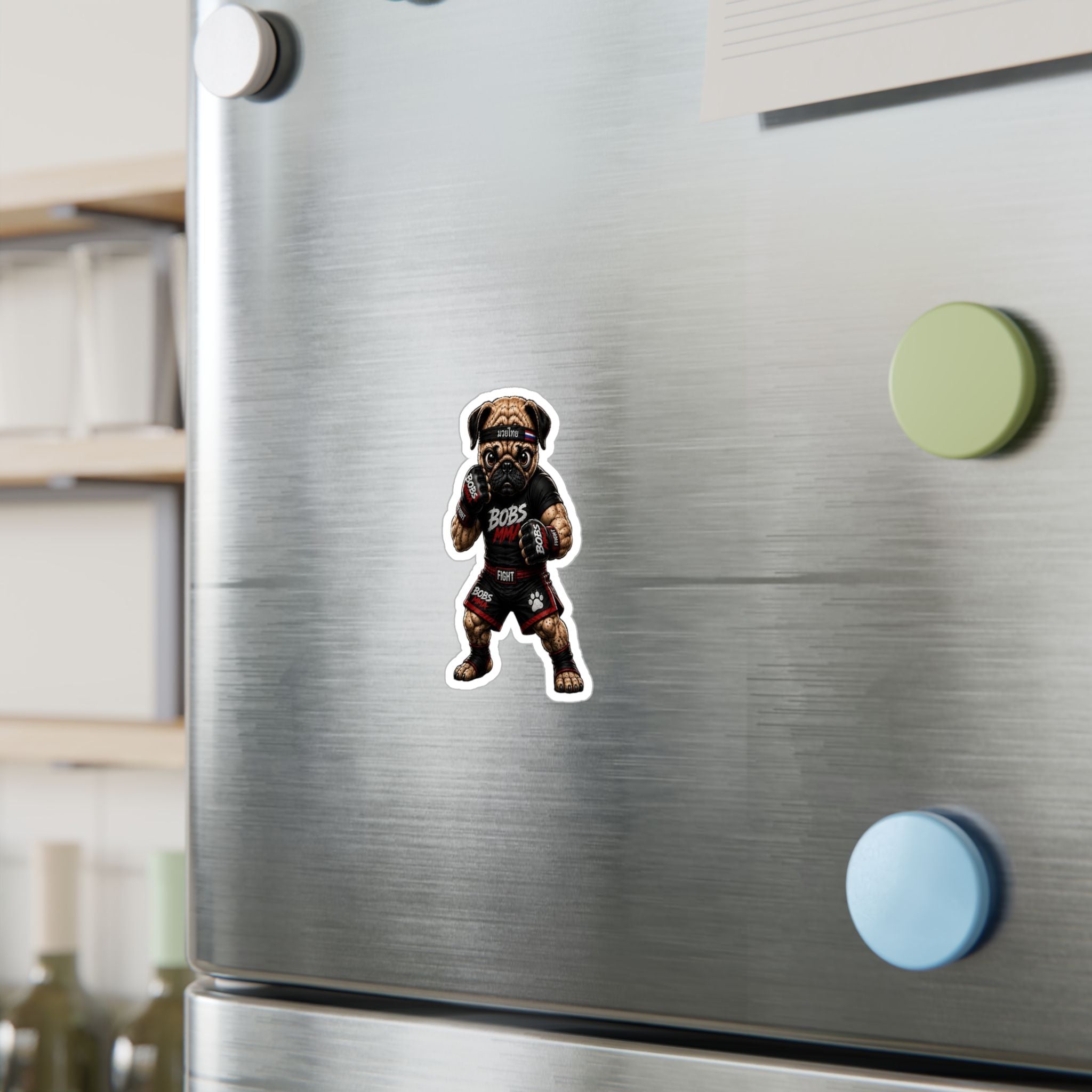 MMA Pug Vinyl Sticker — 'BOBS MMA' Kiss-Cut Decal