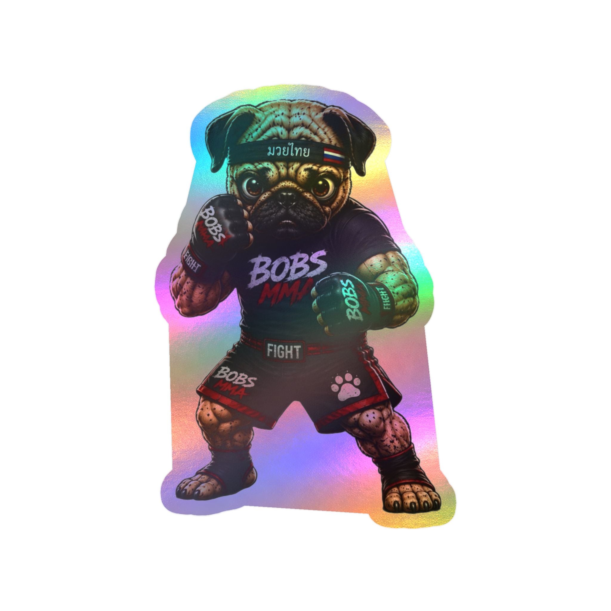 MMA Pug Vinyl Sticker — 'BOBS MMA' Kiss-Cut Decal