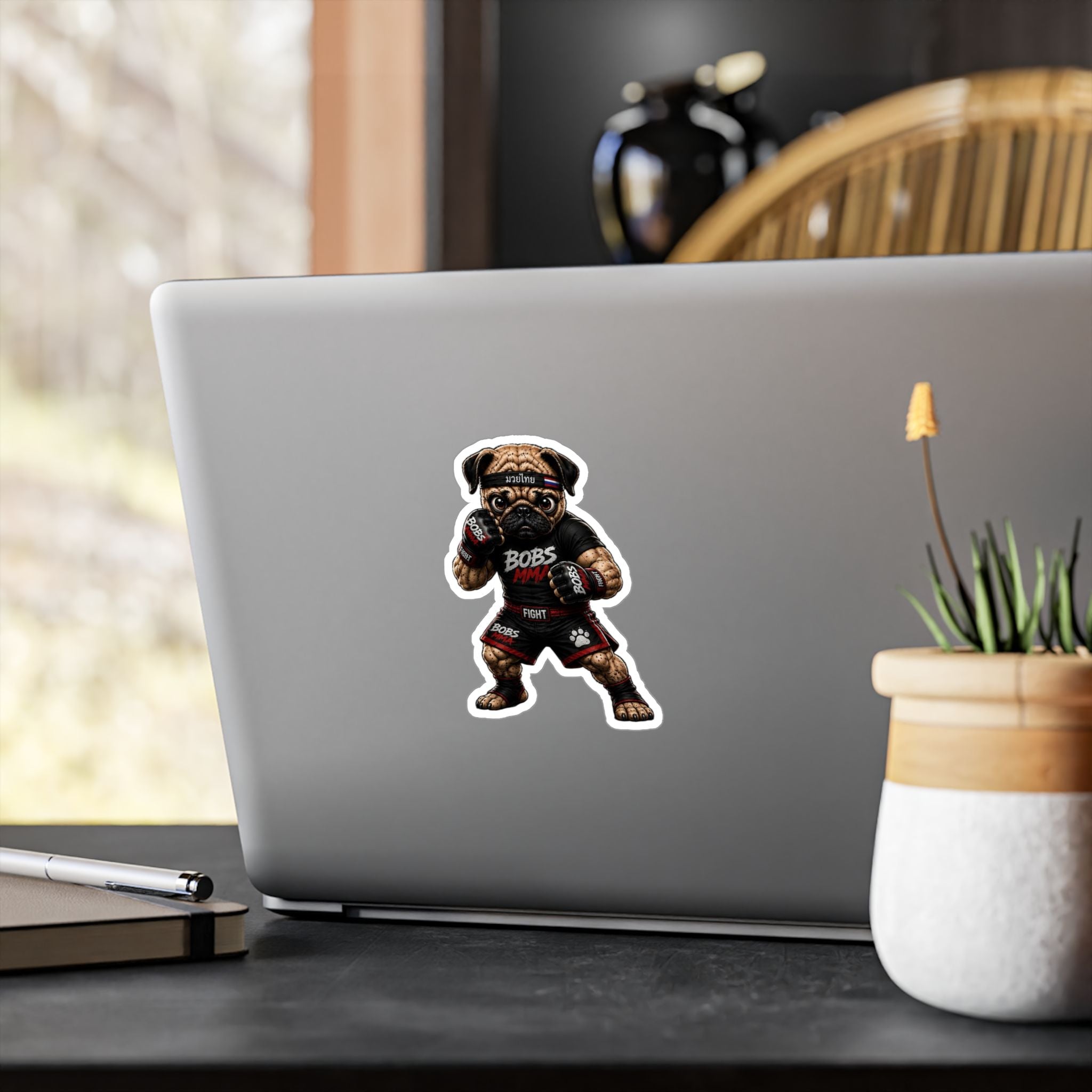 MMA Pug Vinyl Sticker — 'BOBS MMA' Kiss-Cut Decal