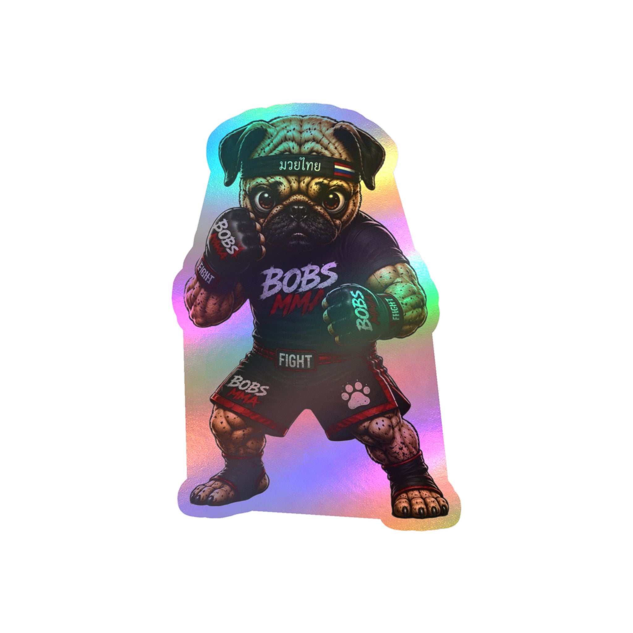 MMA Pug Vinyl Sticker — 'BOBS MMA' Kiss-Cut Decal