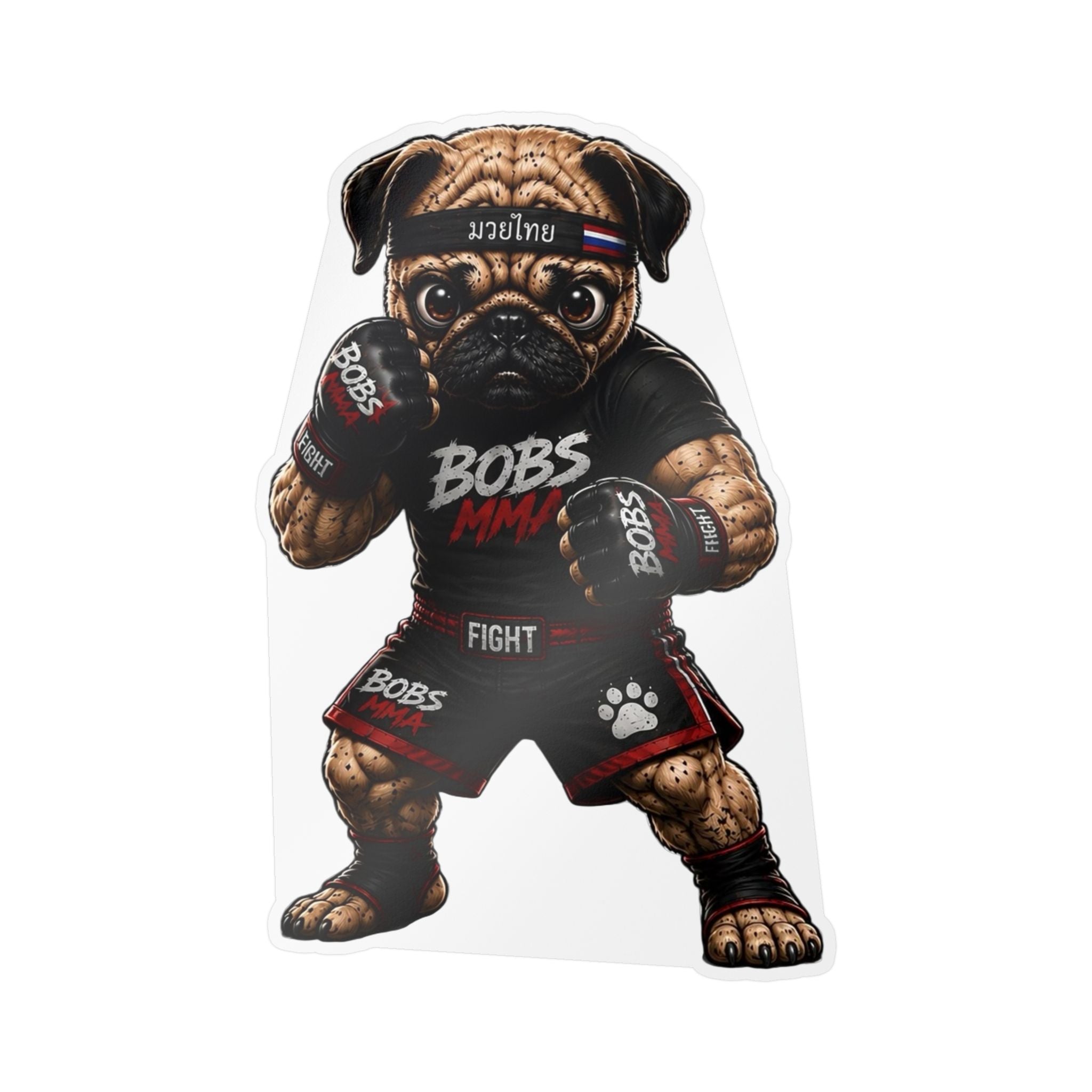 MMA Pug Vinyl Sticker — 'BOBS MMA' Kiss-Cut Decal
