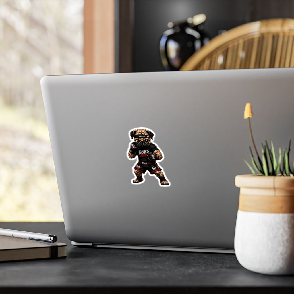 MMA Pug Vinyl Sticker — 'BOBS MMA' Kiss-Cut Decal