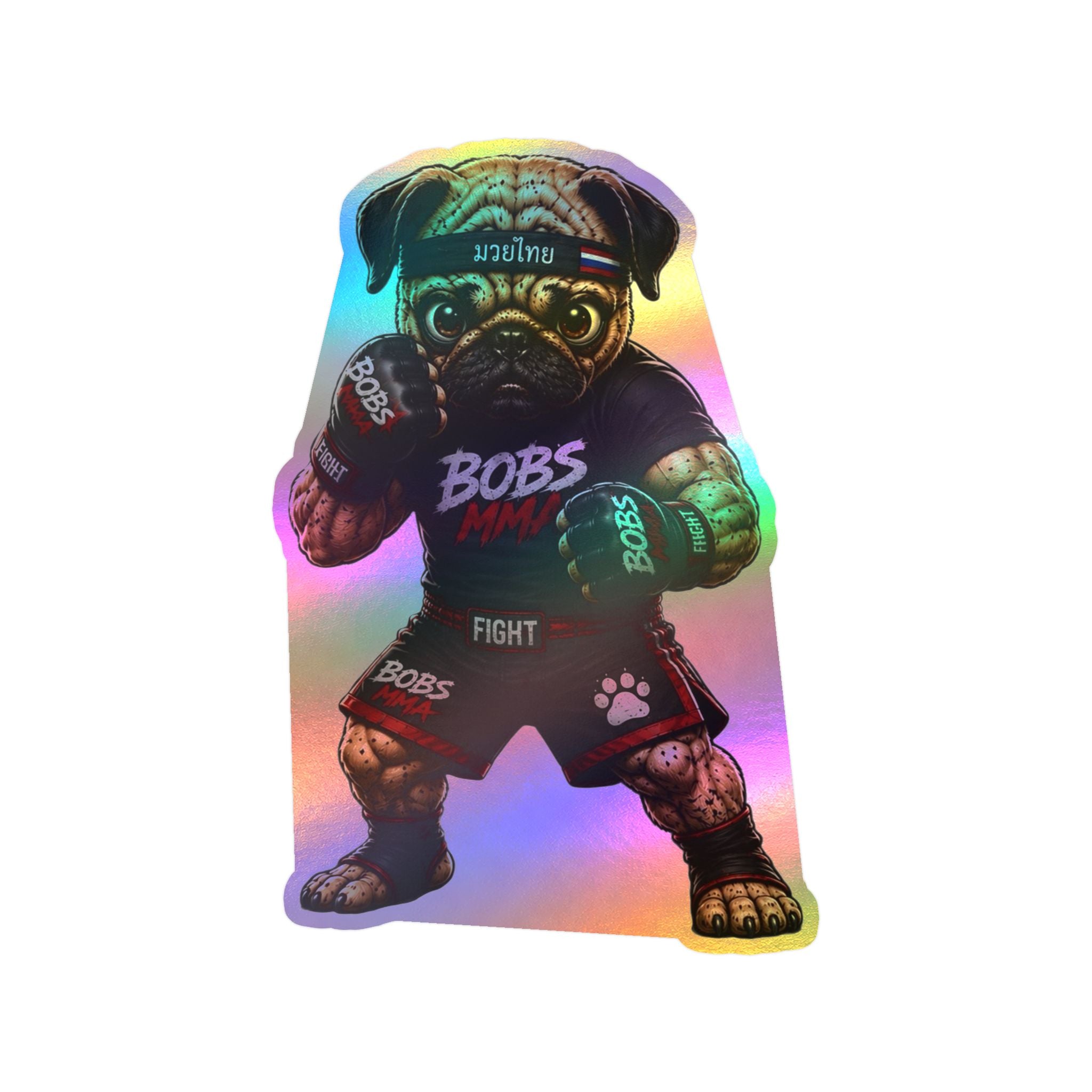 MMA Pug Vinyl Sticker — 'BOBS MMA' Kiss-Cut Decal