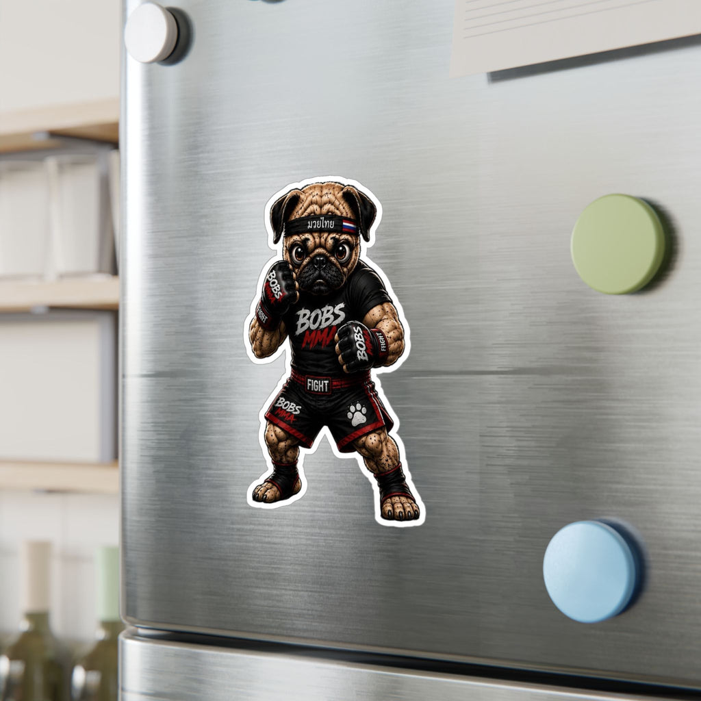 MMA Pug Vinyl Sticker — 'BOBS MMA' Kiss-Cut Decal