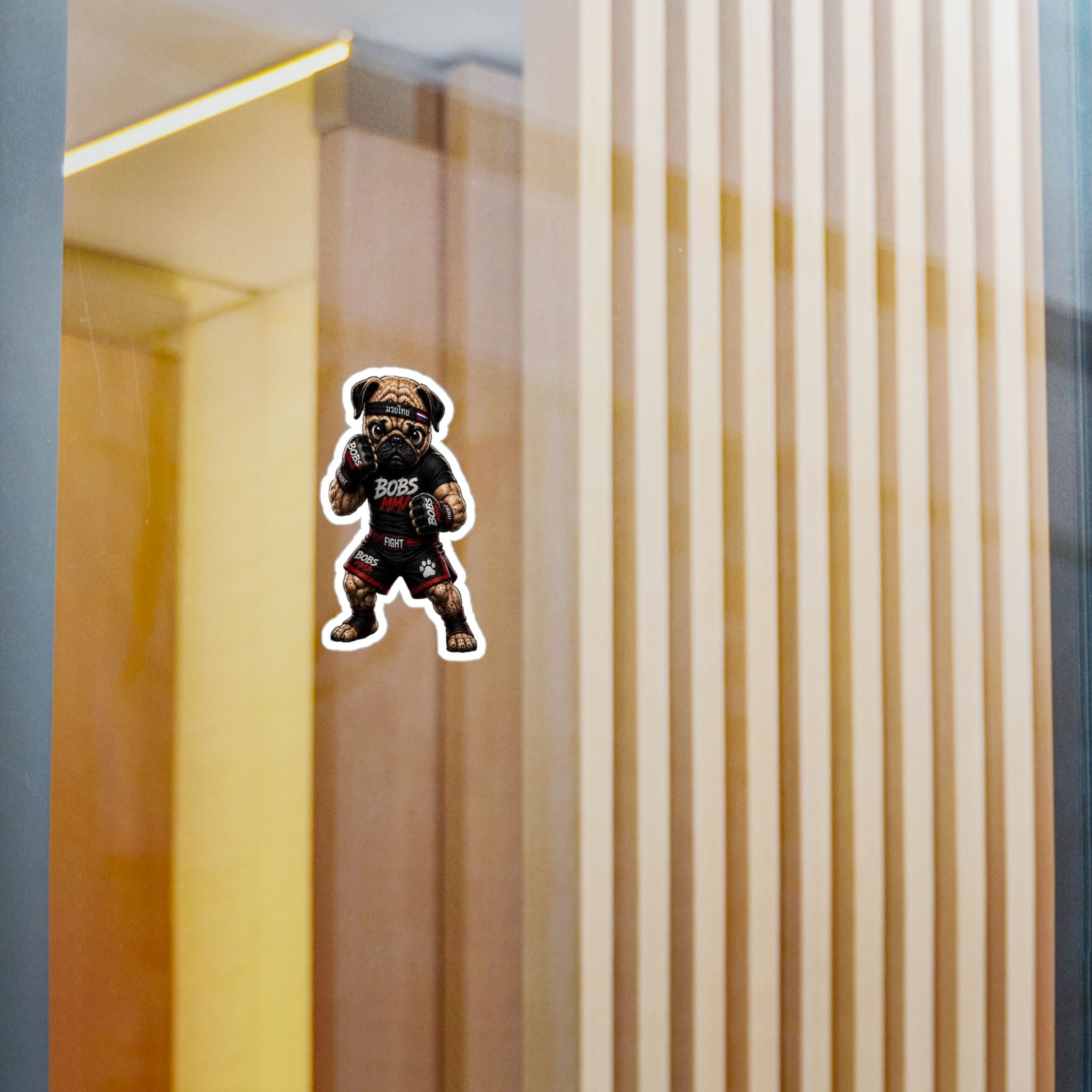 MMA Pug Vinyl Sticker — 'BOBS MMA' Kiss-Cut Decal