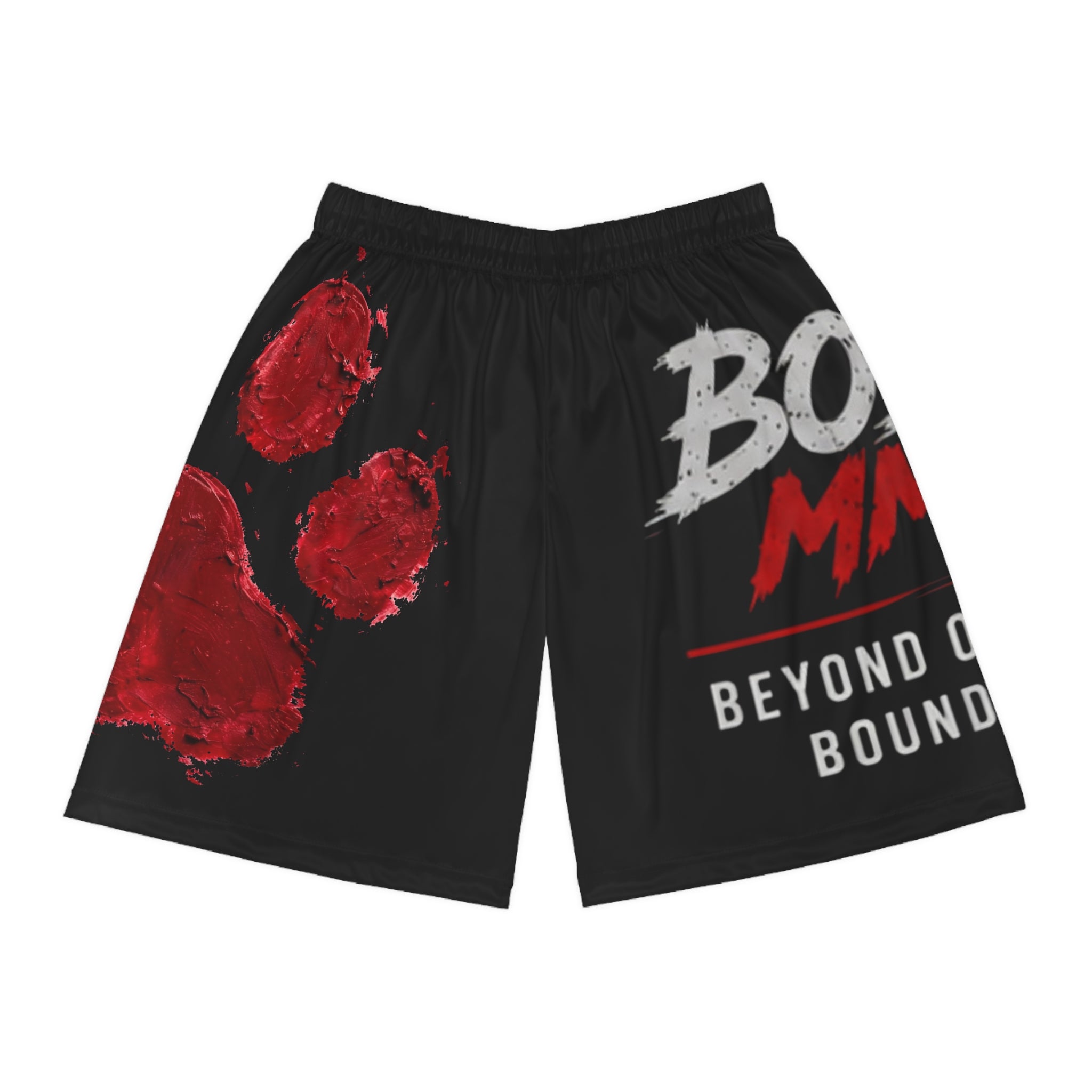 Basketball Shorts — Bold Paw Print 'Bobs MMA' Logo All-Over Print