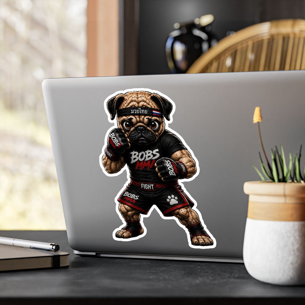 MMA Pug Vinyl Sticker — 'BOBS MMA' Kiss-Cut Decal