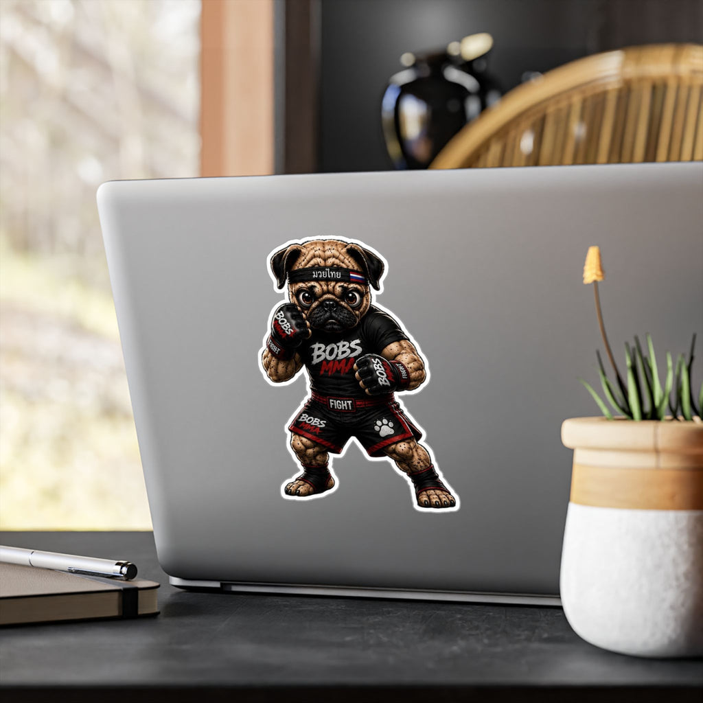 MMA Pug Vinyl Sticker — 'BOBS MMA' Kiss-Cut Decal