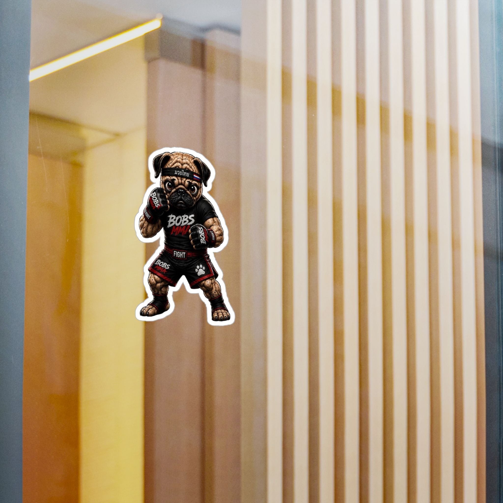 MMA Pug Vinyl Sticker — 'BOBS MMA' Kiss-Cut Decal